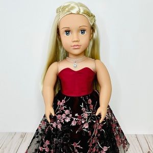 Couture evening gown for 18 inch dolls like American Girl, Our Generation